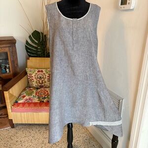 GERSHON BRAM Designer Luxury Gray Linen Sleeveless Dress! Excellent Condition XL